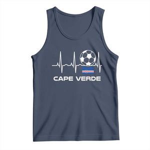 Cape Verde Soccer Heartbeat EKG Pulse Graphic Tank Top Cabo Verde Football Fans Pride