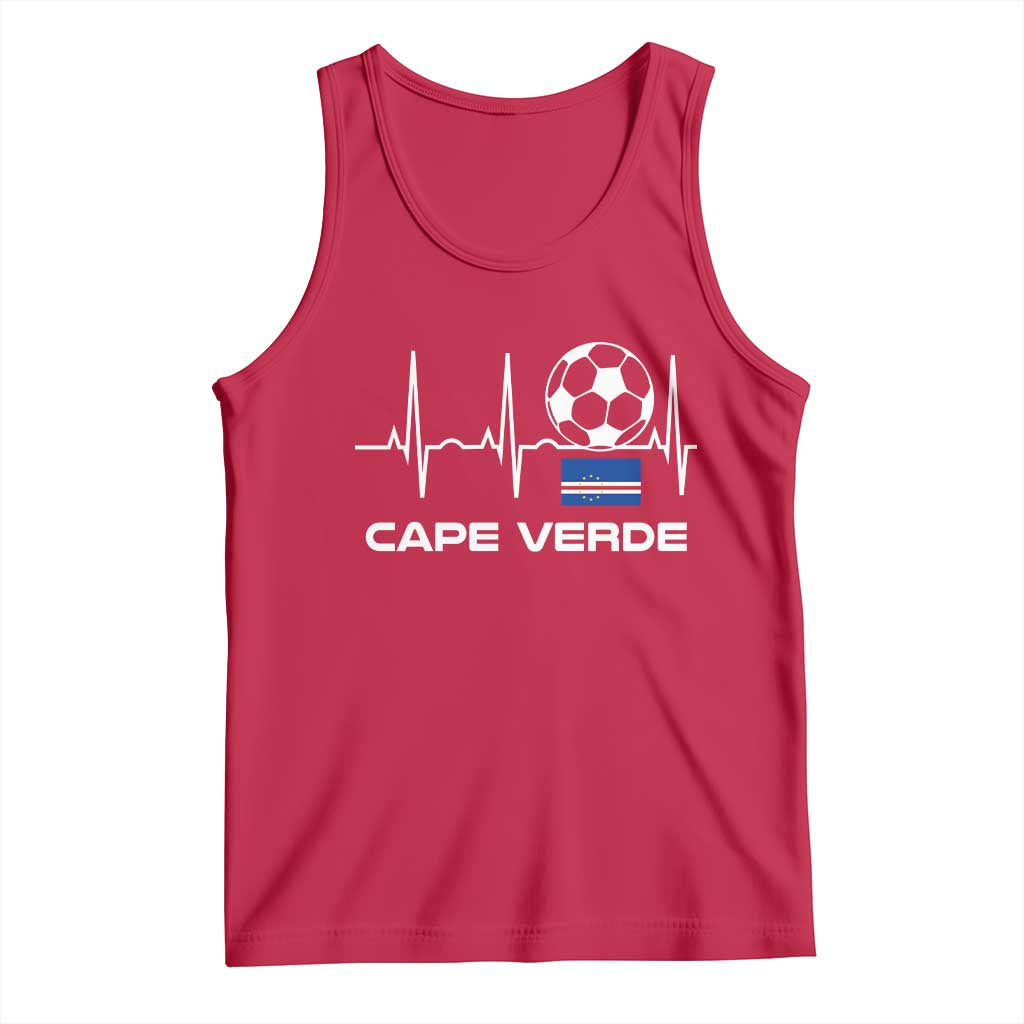 Cape Verde Soccer Heartbeat EKG Pulse Graphic Tank Top Cabo Verde Football Fans Pride
