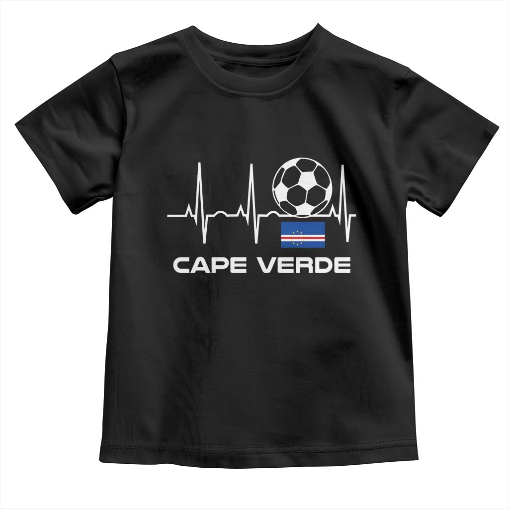 Cape Verde Soccer Heartbeat EKG Pulse Graphic Toddler T Shirt Cabo Verde Football Fans Pride TS02 Black Print Your Wear
