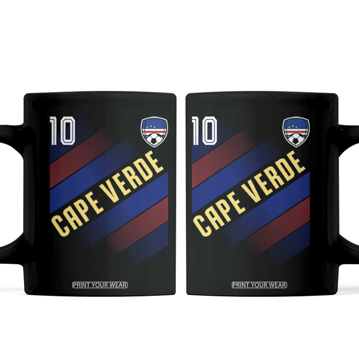 Cape Verde Soccer Jersey Style National Pride Coffee Mug Cabo Verde Football Fans Number 10 Athletic