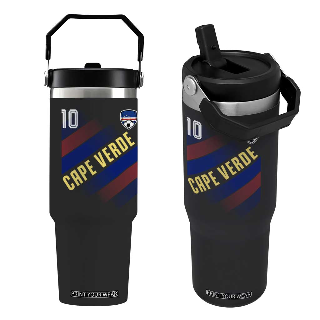 Cape Verde Soccer Jersey Style National Pride Flip Straw Tumbler Cabo Verde Football Fans Number 10 Athletic