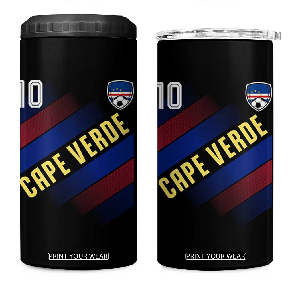 Cape Verde Soccer Jersey Style National Pride 4 in 1 Can Cooler Tumbler Cabo Verde Football Fans Number 10 Athletic