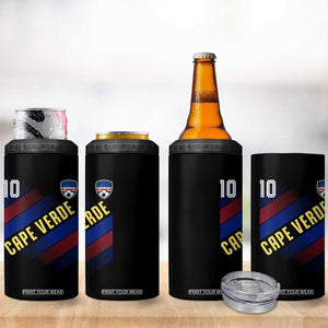 Cape Verde Soccer Jersey Style National Pride 4 in 1 Can Cooler Tumbler Cabo Verde Football Fans Number 10 Athletic