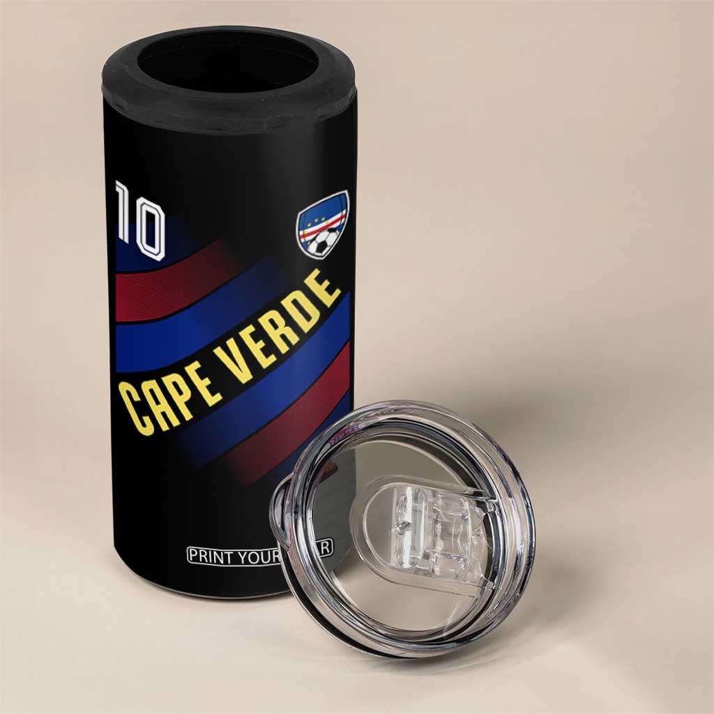 Cape Verde Soccer Jersey Style National Pride 4 in 1 Can Cooler Tumbler Cabo Verde Football Fans Number 10 Athletic