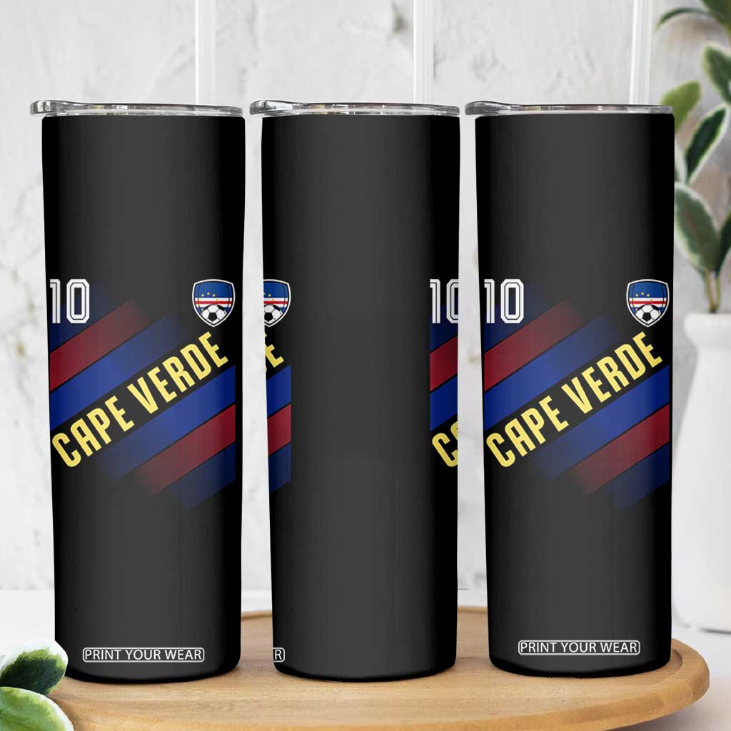 Cape Verde Soccer Jersey Style National Pride Skinny Tumbler Cabo Verde Football Fans Number 10 Athletic