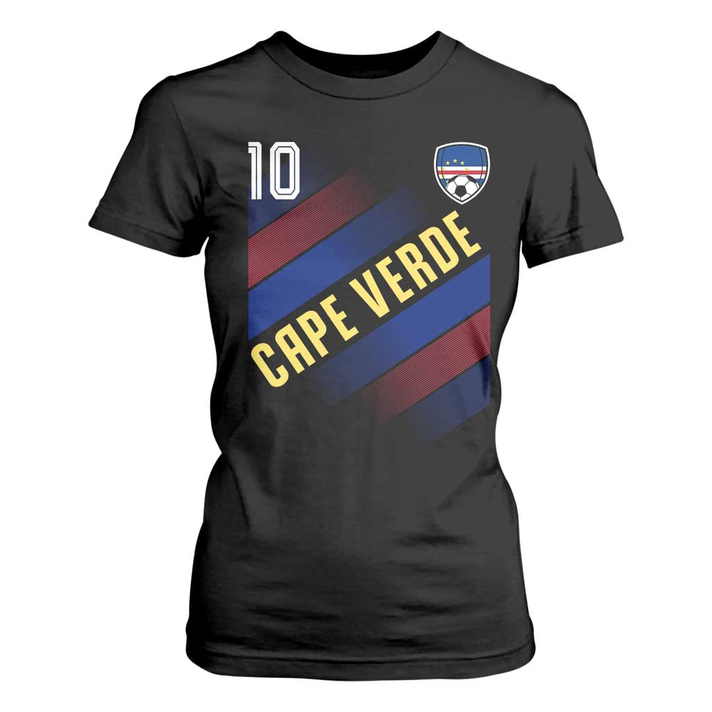 Cape Verde Soccer Jersey Style National Pride T Shirt For Women Cabo Verde Football Fans Number 10 Athletic TS02 Black Print Your Wear