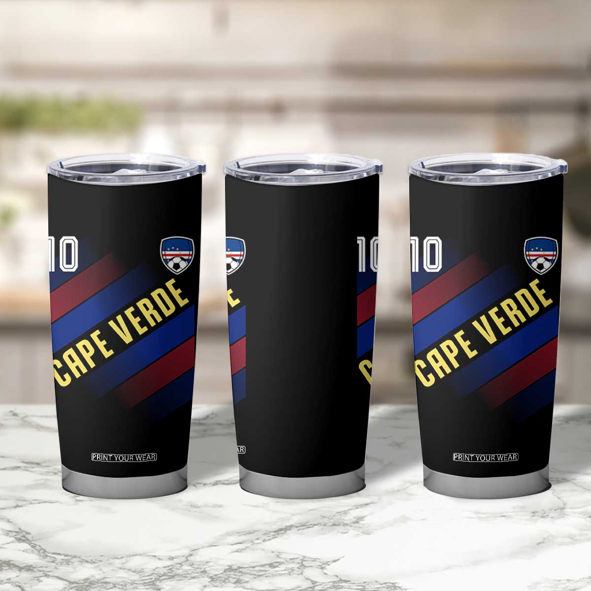 Cape Verde Soccer Jersey Style National Pride Tumbler Cup Cabo Verde Football Fans Number 10 Athletic