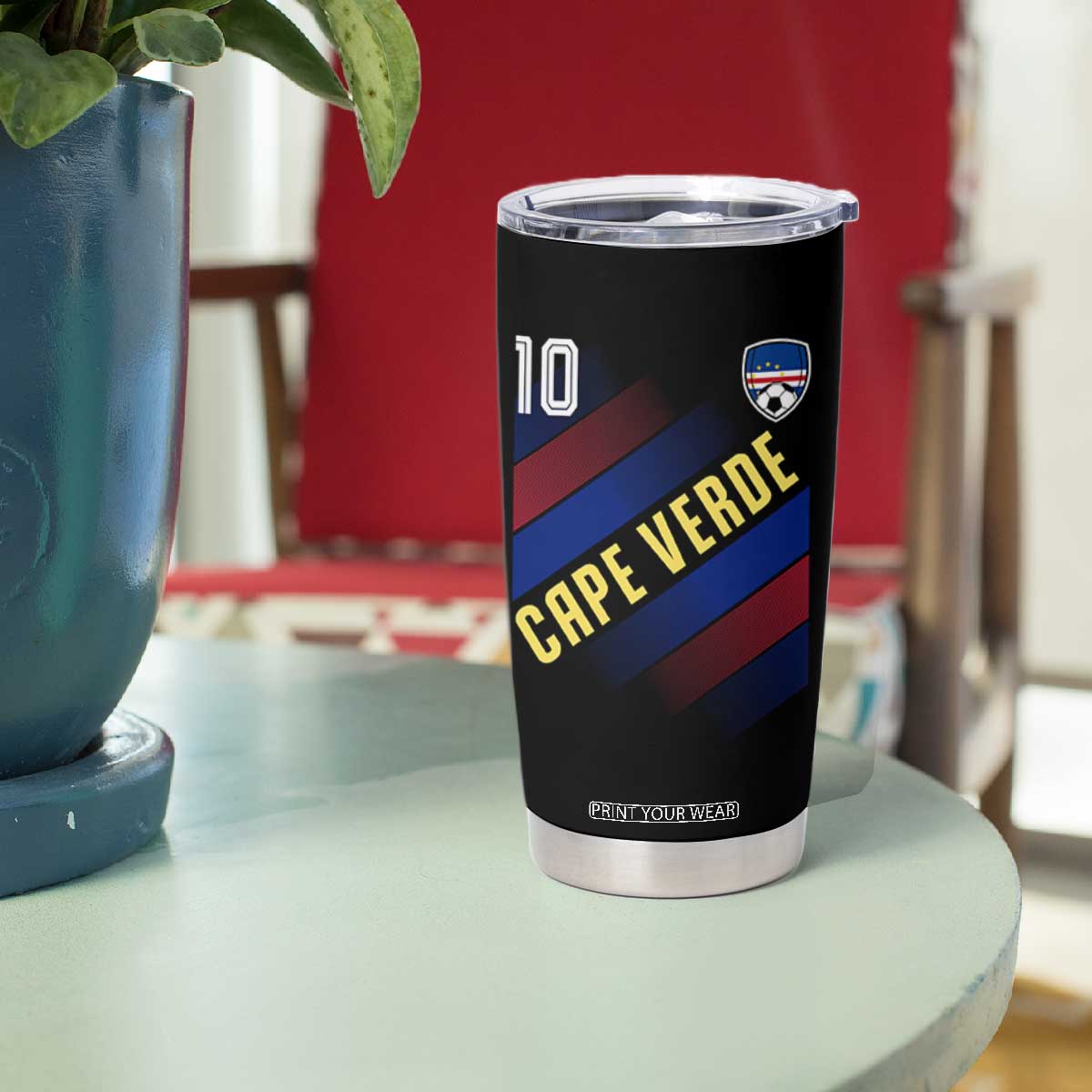 Cape Verde Soccer Jersey Style National Pride Tumbler Cup Cabo Verde Football Fans Number 10 Athletic