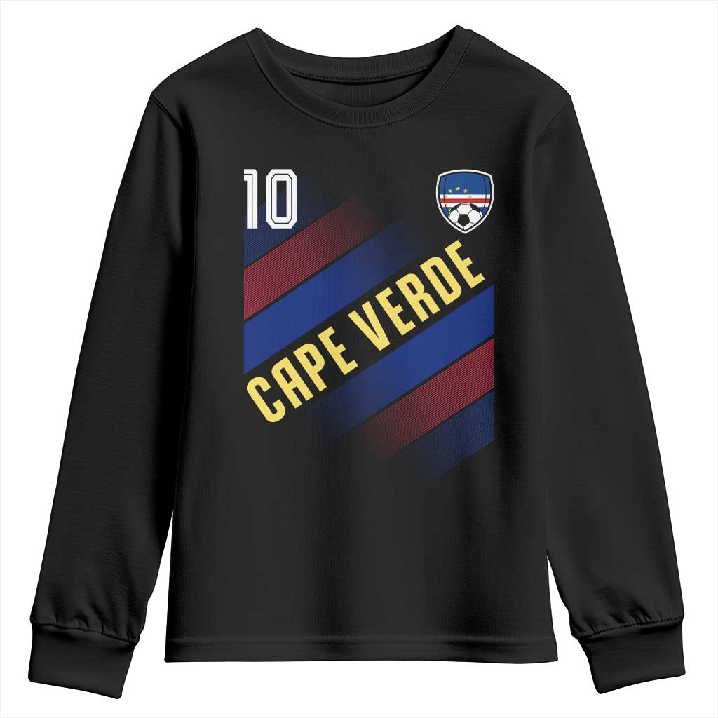 Cape Verde Soccer Jersey Style National Pride Youth Sweatshirt Cabo Verde Football Fans Number 10 Athletic TS02 Black Print Your Wear