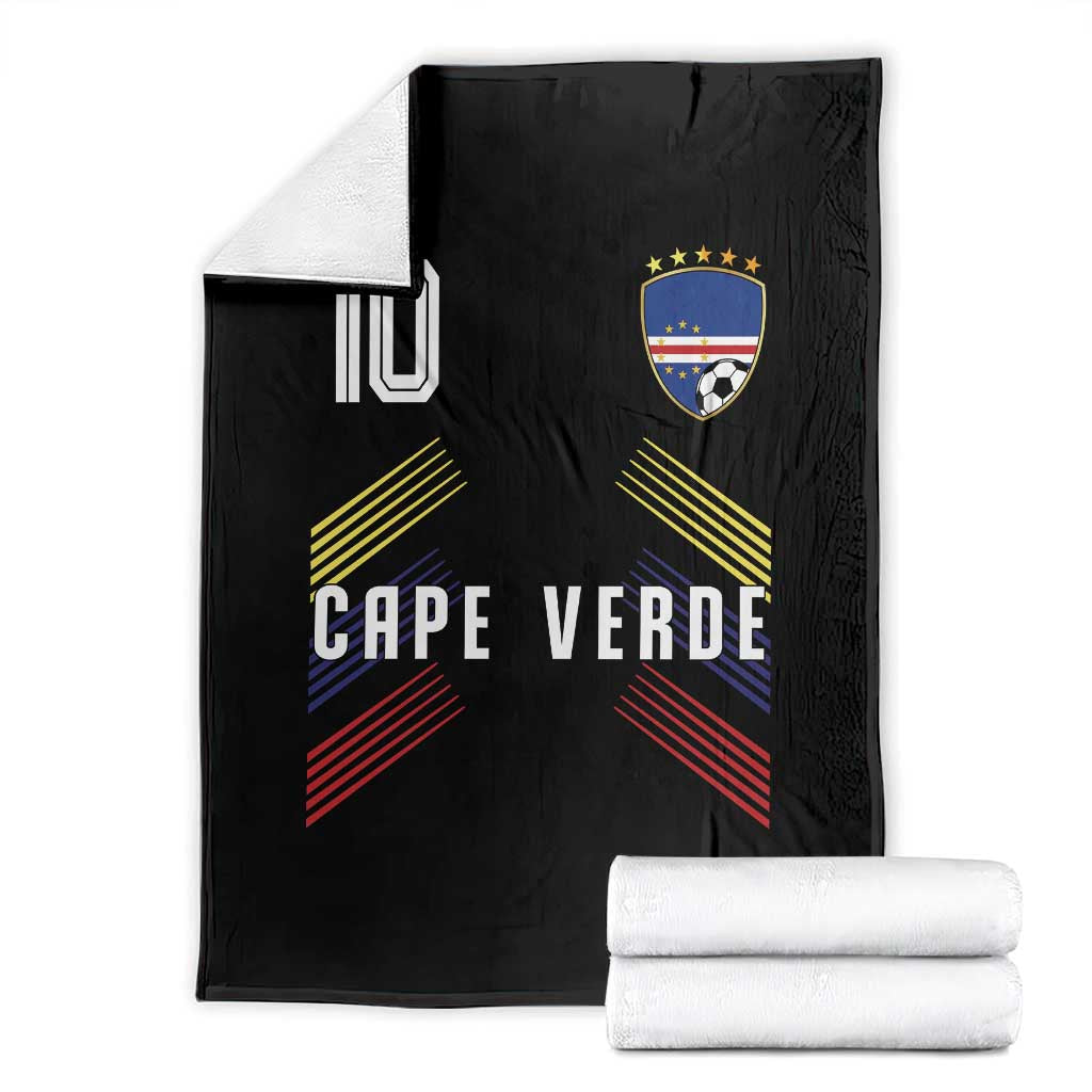 Cabo Verde Football Crest Pride Jersey Style Throw Blanket Cape Verde Soccer Fan Number 10 Athletic
