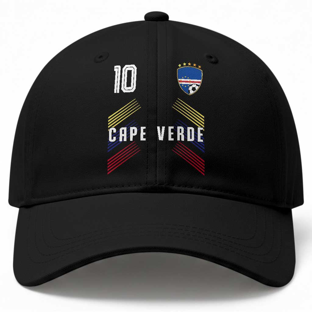 Cabo Verde Football Crest Pride Jersey Style Baseball Cap Cape Verde Soccer Fan Number 10 Athletic