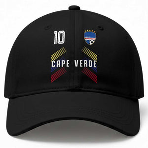 Cabo Verde Football Crest Pride Jersey Style Baseball Cap Cape Verde Soccer Fan Number 10 Athletic