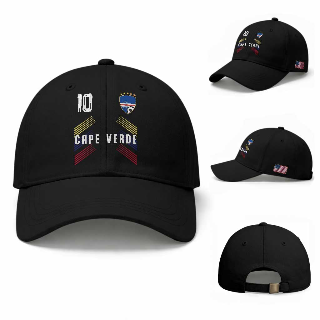 Cabo Verde Football Crest Pride Jersey Style Baseball Cap Cape Verde Soccer Fan Number 10 Athletic