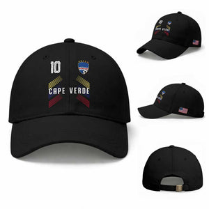 Cabo Verde Football Crest Pride Jersey Style Baseball Cap Cape Verde Soccer Fan Number 10 Athletic