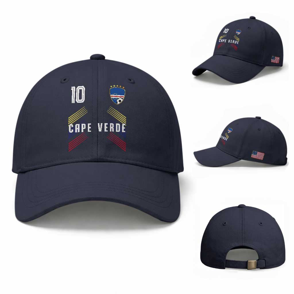 Cabo Verde Football Crest Pride Jersey Style Baseball Cap Cape Verde Soccer Fan Number 10 Athletic