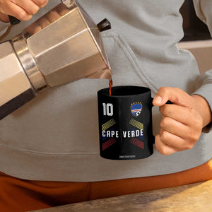 Cabo Verde Football Crest Pride Jersey Style Coffee Mug Cape Verde Soccer Fan Number 10 Athletic