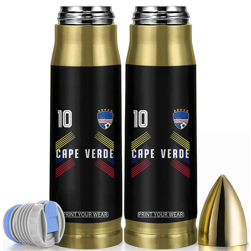 Cabo Verde Football Crest Pride Jersey Style Bullet Tumbler Cape Verde Soccer Fan Number 10 Athletic