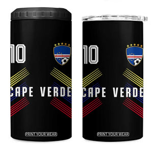 Cabo Verde Football Crest Pride Jersey Style 4 in 1 Can Cooler Tumbler Cape Verde Soccer Fan Number 10 Athletic