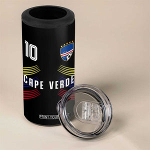 Cabo Verde Football Crest Pride Jersey Style 4 in 1 Can Cooler Tumbler Cape Verde Soccer Fan Number 10 Athletic
