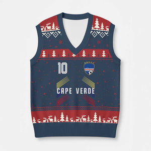 Cabo Verde Football Crest Pride Jersey Style V-Neck Knit Sweater Vest Cape Verde Soccer Fan Number 10 Athletic