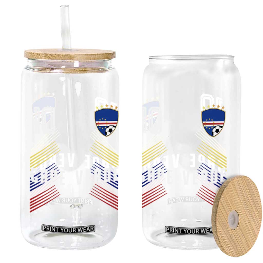 Cabo Verde Football Crest Pride Jersey Style Glass Can Cape Verde Soccer Fan Number 10 Athletic