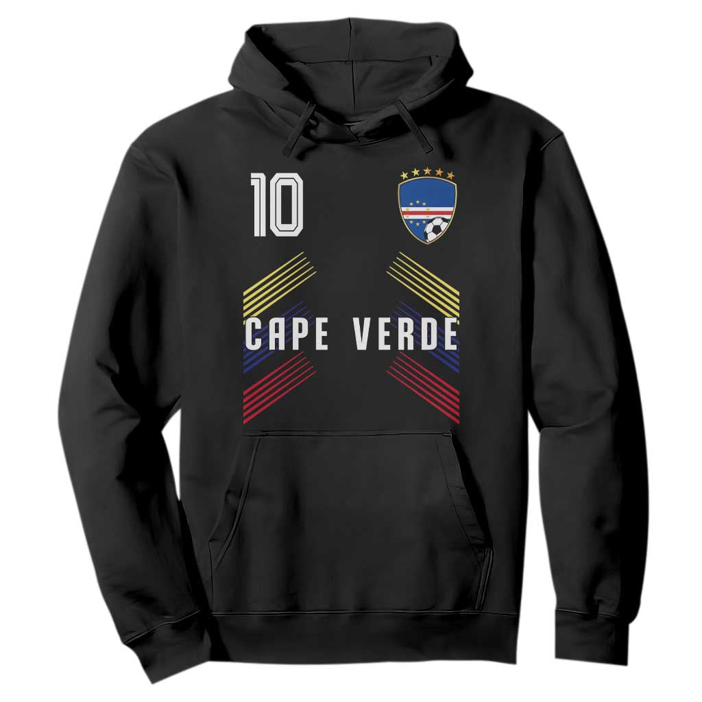 Cabo Verde Football Crest Pride Jersey Style Hoodie Cape Verde Soccer Fan Number 10 Athletic TS02 Black Print Your Wear