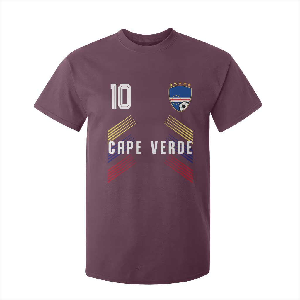 Cabo Verde Football Crest Pride Jersey Style T Shirt For Kid Cape Verde Soccer Fan Number 10 Athletic