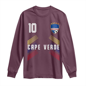 Cabo Verde Football Crest Pride Jersey Style Long Sleeve Shirt Cape Verde Soccer Fan Number 10 Athletic