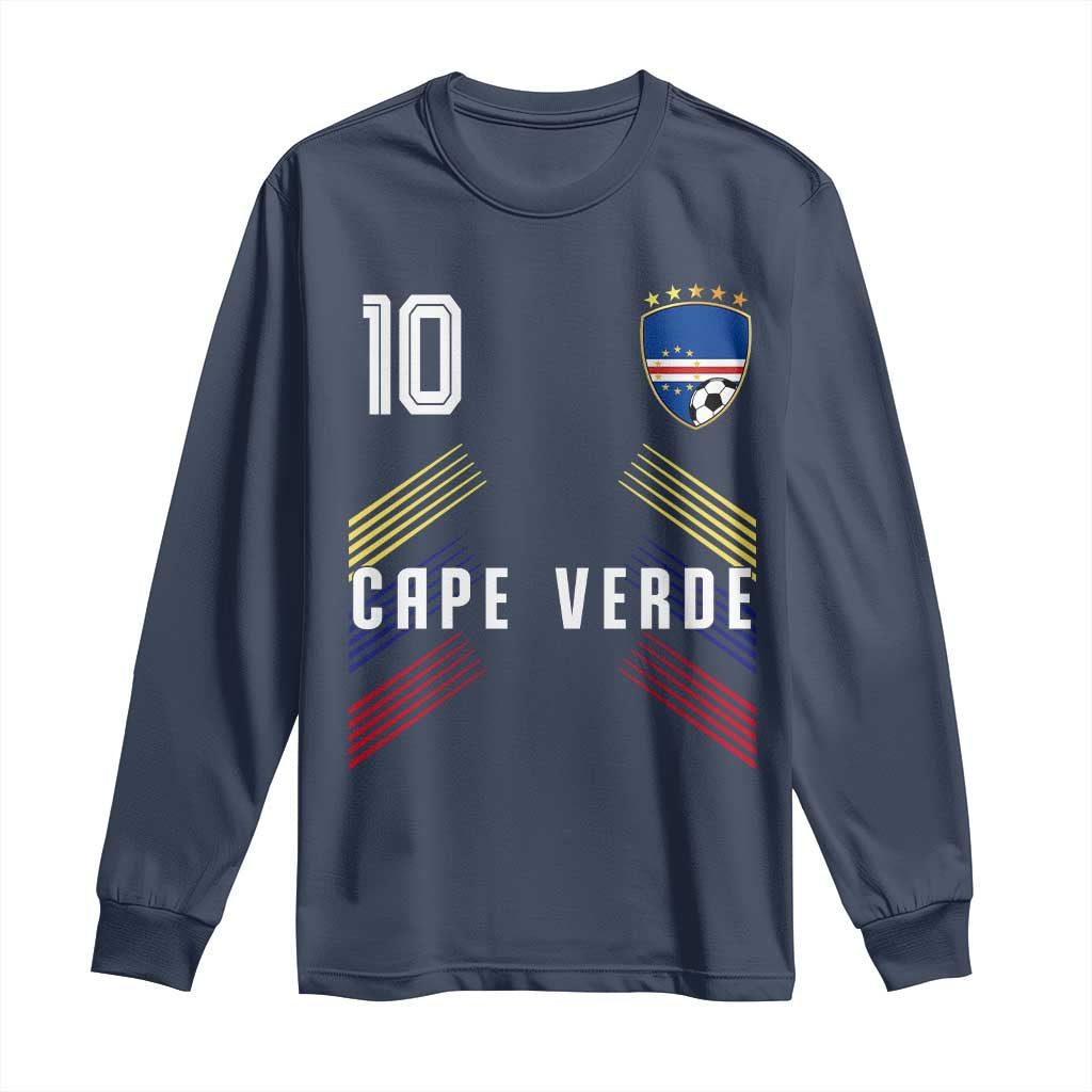 Cabo Verde Football Crest Pride Jersey Style Long Sleeve Shirt Cape Verde Soccer Fan Number 10 Athletic