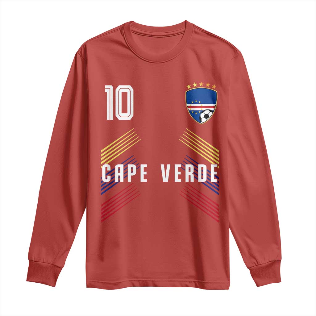 Cabo Verde Football Crest Pride Jersey Style Long Sleeve Shirt Cape Verde Soccer Fan Number 10 Athletic