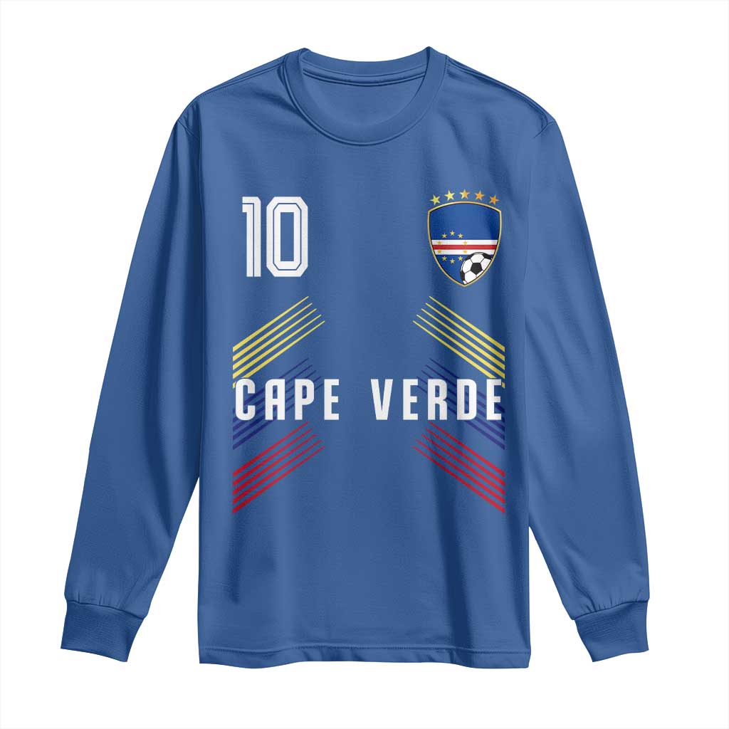 Cabo Verde Football Crest Pride Jersey Style Long Sleeve Shirt Cape Verde Soccer Fan Number 10 Athletic