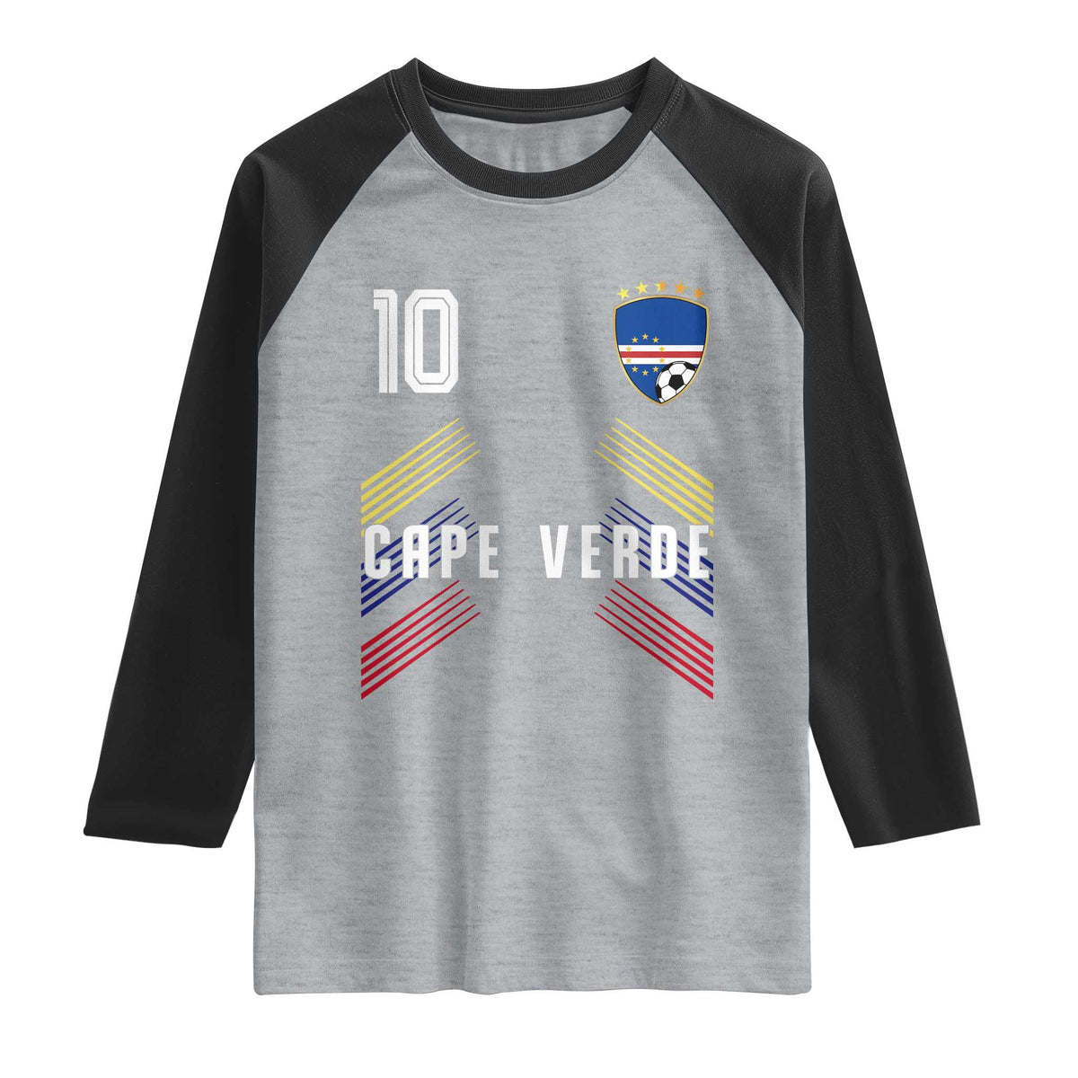 Cabo Verde Football Crest Pride Jersey Style Raglan Shirt Cape Verde Soccer Fan Number 10 Athletic