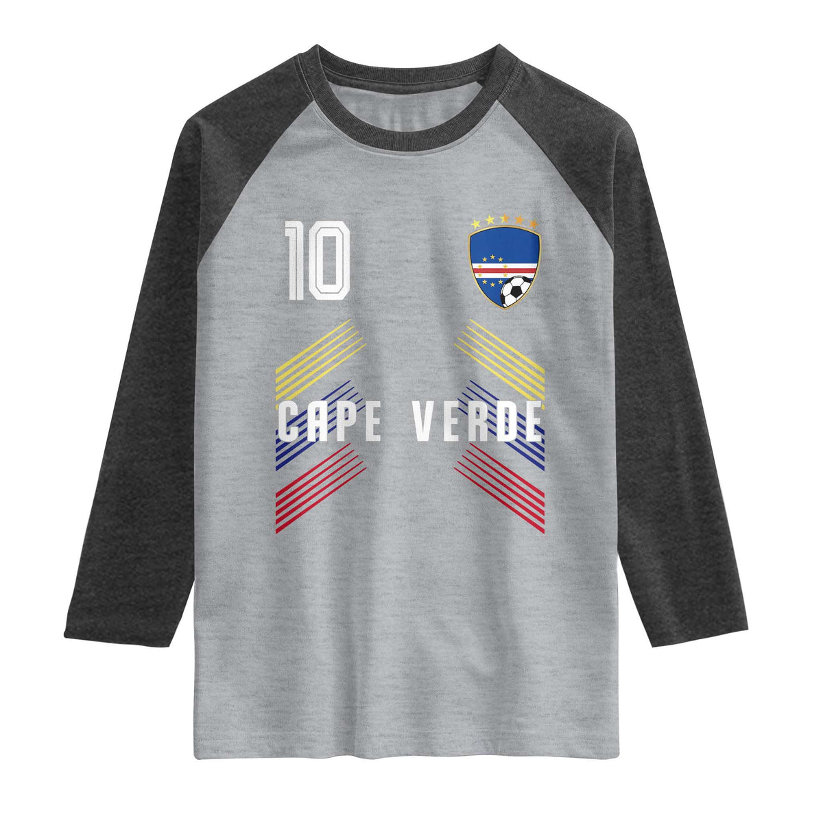 Cabo Verde Football Crest Pride Jersey Style Raglan Shirt Cape Verde Soccer Fan Number 10 Athletic