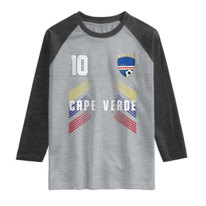 Cabo Verde Football Crest Pride Jersey Style Raglan Shirt Cape Verde Soccer Fan Number 10 Athletic