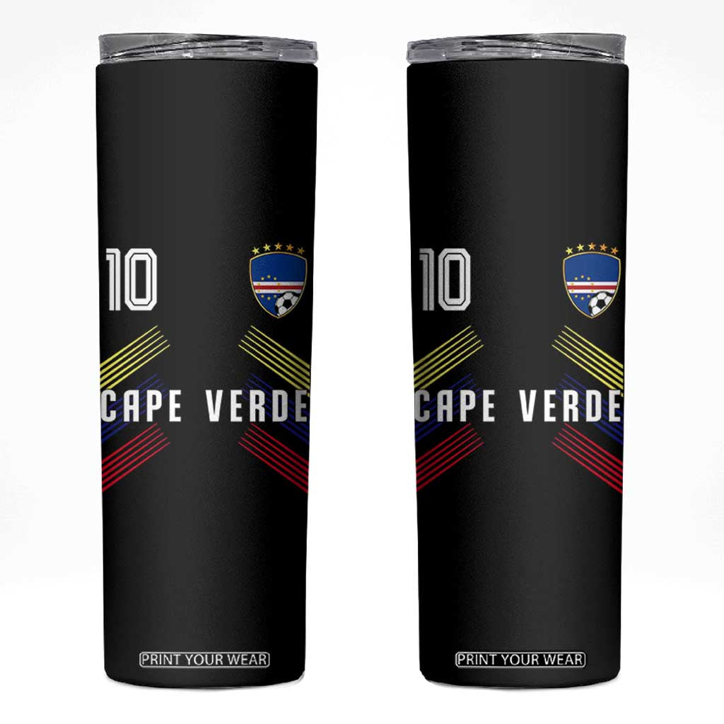 Cabo Verde Football Crest Pride Jersey Style Skinny Tumbler Cape Verde Soccer Fan Number 10 Athletic