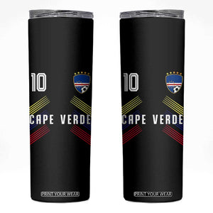 Cabo Verde Football Crest Pride Jersey Style Skinny Tumbler Cape Verde Soccer Fan Number 10 Athletic