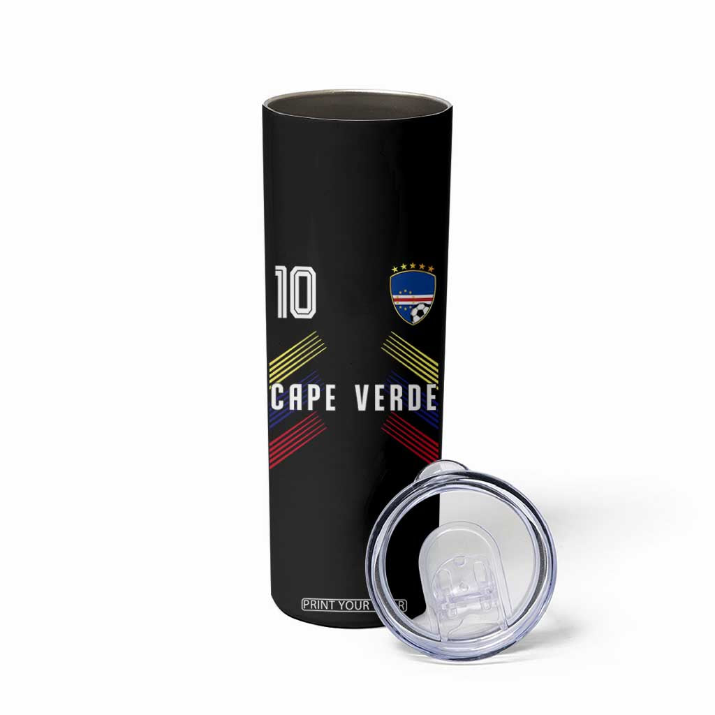Cabo Verde Football Crest Pride Jersey Style Skinny Tumbler Cape Verde Soccer Fan Number 10 Athletic