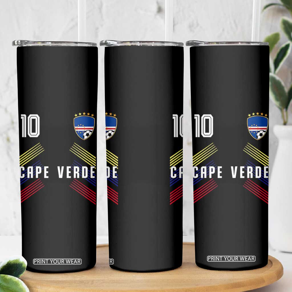 Cabo Verde Football Crest Pride Jersey Style Skinny Tumbler Cape Verde Soccer Fan Number 10 Athletic