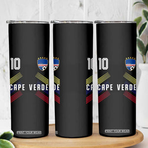 Cabo Verde Football Crest Pride Jersey Style Skinny Tumbler Cape Verde Soccer Fan Number 10 Athletic