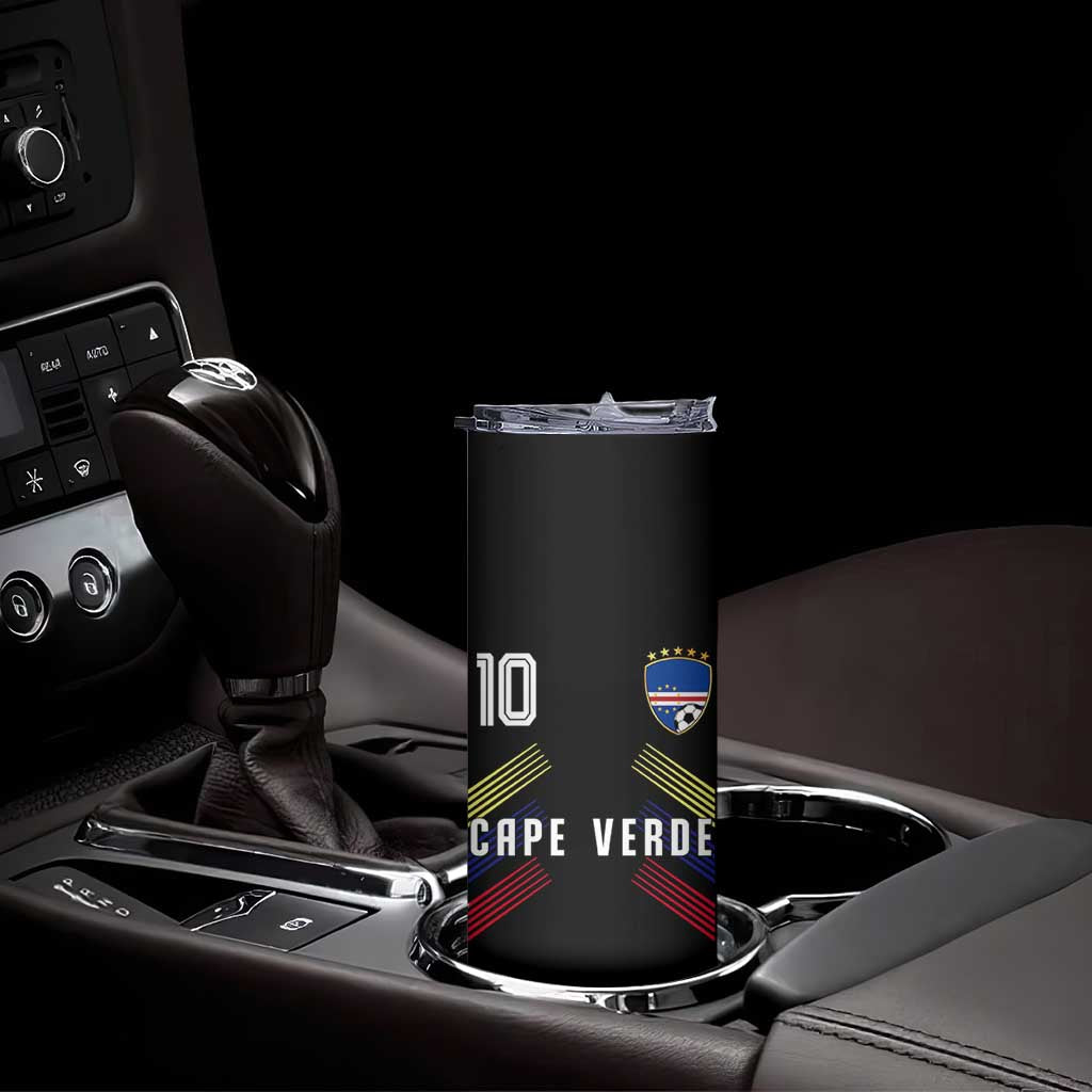 Cabo Verde Football Crest Pride Jersey Style Skinny Tumbler Cape Verde Soccer Fan Number 10 Athletic