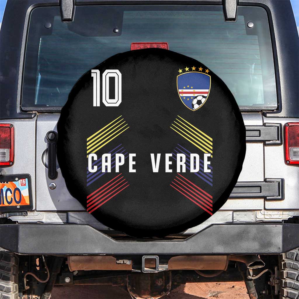 Cabo Verde Football Crest Pride Jersey Style Spare Tire Cover Cape Verde Soccer Fan Number 10 Athletic TS02 No hole Black Print Your Wear