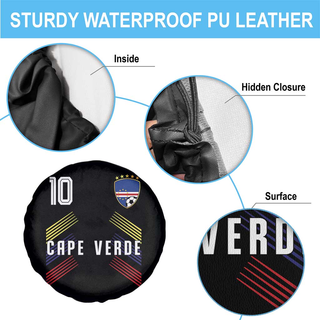 Cabo Verde Football Crest Pride Jersey Style Spare Tire Cover Cape Verde Soccer Fan Number 10 Athletic