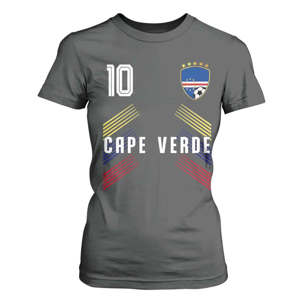Cabo Verde Football Crest Pride Jersey Style T Shirt For Women Cape Verde Soccer Fan Number 10 Athletic