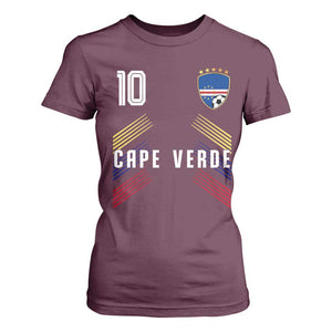 Cabo Verde Football Crest Pride Jersey Style T Shirt For Women Cape Verde Soccer Fan Number 10 Athletic