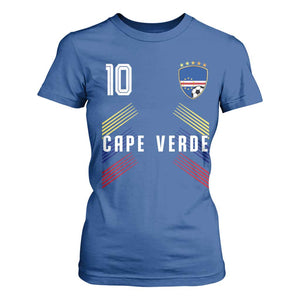 Cabo Verde Football Crest Pride Jersey Style T Shirt For Women Cape Verde Soccer Fan Number 10 Athletic