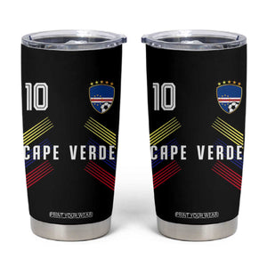 Cabo Verde Football Crest Pride Jersey Style Tumbler Cup Cape Verde Soccer Fan Number 10 Athletic
