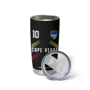 Cabo Verde Football Crest Pride Jersey Style Tumbler Cup Cape Verde Soccer Fan Number 10 Athletic