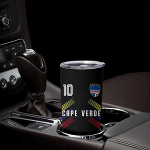 Cabo Verde Football Crest Pride Jersey Style Tumbler Cup Cape Verde Soccer Fan Number 10 Athletic