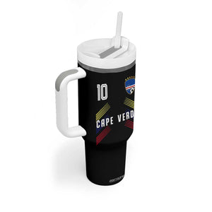 Cabo Verde Football Crest Pride Jersey Style Tumbler With Handle Cape Verde Soccer Fan Number 10 Athletic