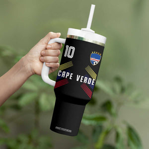 Cabo Verde Football Crest Pride Jersey Style Tumbler With Handle Cape Verde Soccer Fan Number 10 Athletic